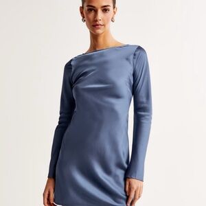 Abercrombie Satin Blue Long Sleeve Dress
